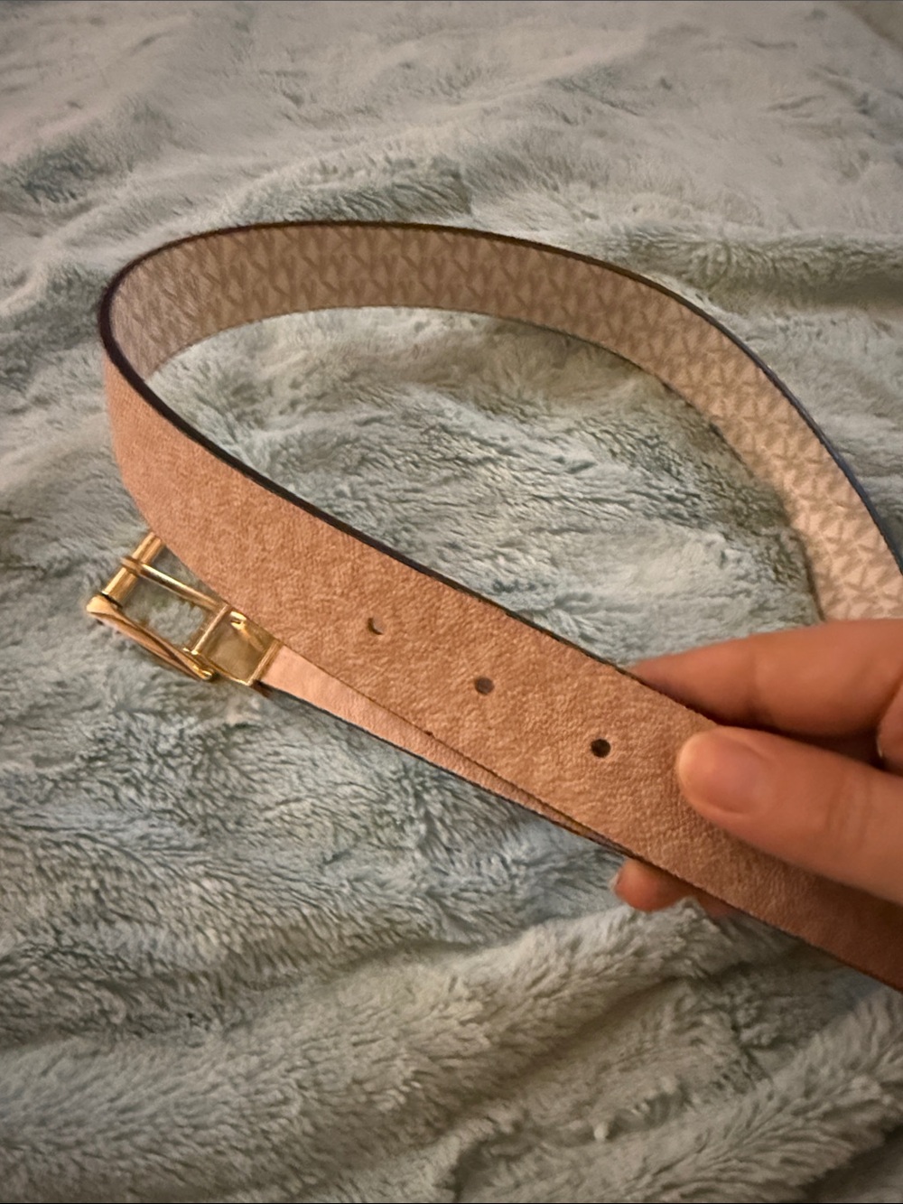 Michael Kors Reversible Woman’s  Belt in Pink and gray with Gold Buckle— small - Picture 3 of 4